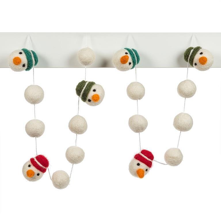 Wool Snowman Pompom Garland - Lemon And Lavender Toronto