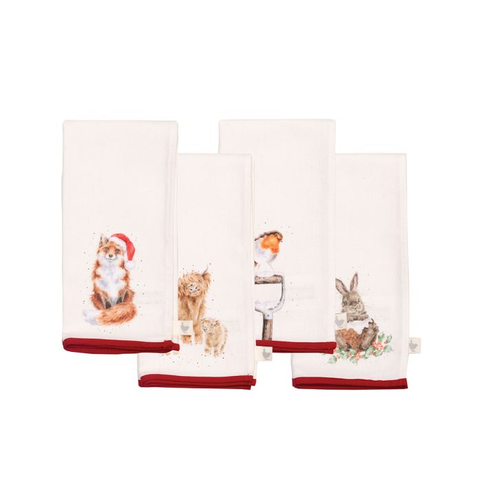 Christmas Fabric Napkins Winter Woodland Pack of 4