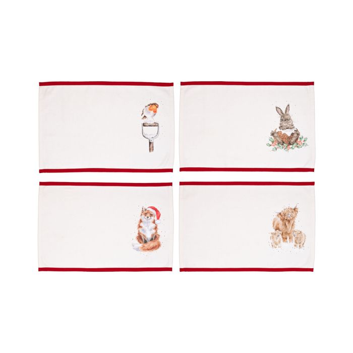 Christmas Fabric Placemats Winter Woodland Pack of 4