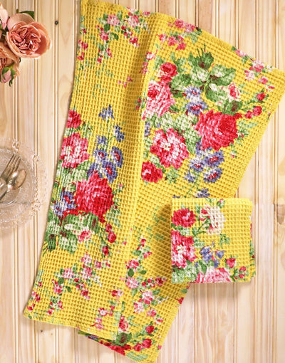 Yellow Cottage Rose Tea Towel- April Cornell - Sold Individually - Lemon And Lavender Toronto