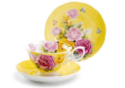 Yellow Rose Bouquet - Bone China Teacup & Saucer - Lemon And Lavender Toronto