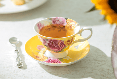 Yellow Rose Bouquet - Bone China Teacup & Saucer - Lemon And Lavender Toronto