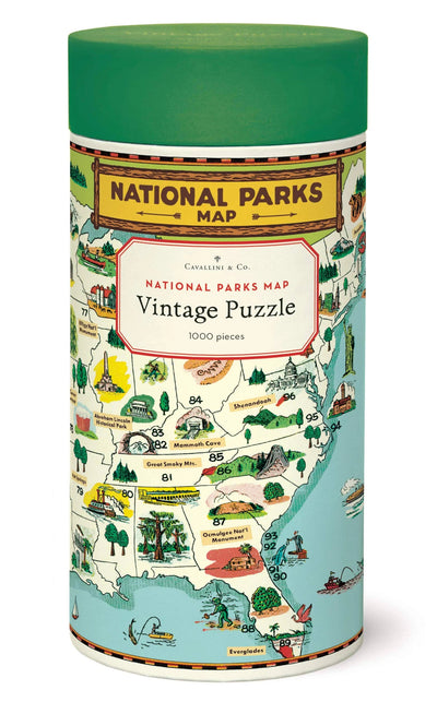 1000 pc Vintage Puzzle " National Parks Map" - Cavallini - Lemon And Lavender Toronto