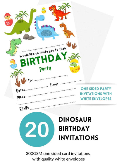 20 Pack Dinosaur Birthday Party Invitations - Lemon And Lavender Toronto