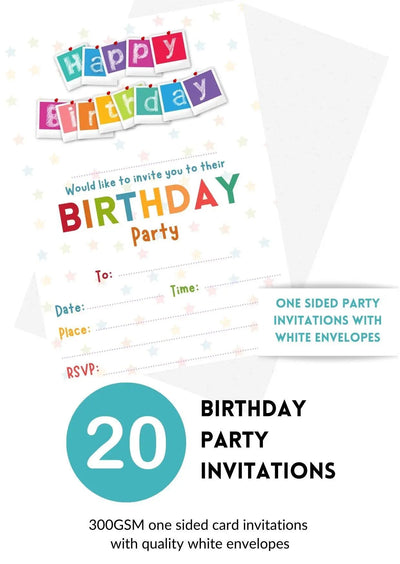 20 Pack Happy Birthday Party Invitations - Lemon And Lavender Toronto