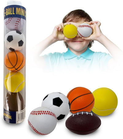 5-Pack Mini Foam Sports Balls for Kids – Soccer, Basketball, Football, Tennis, Baseball - Lemon And Lavender Toronto