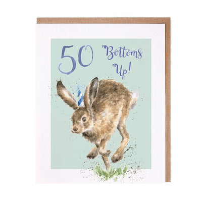 '50 BOTTOMS UP!' HARE BIRTHDAY CARD - Lemon And Lavender Toronto