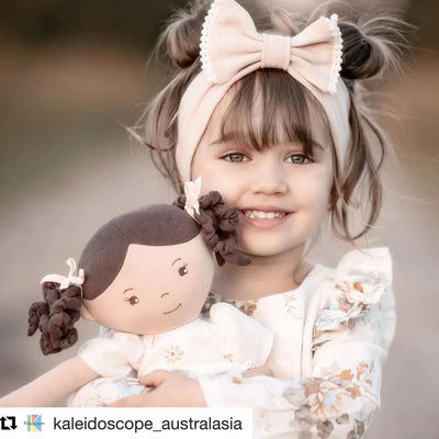 Cecilia - Dark Brown Hair in Cream Linen Dress With Display Box