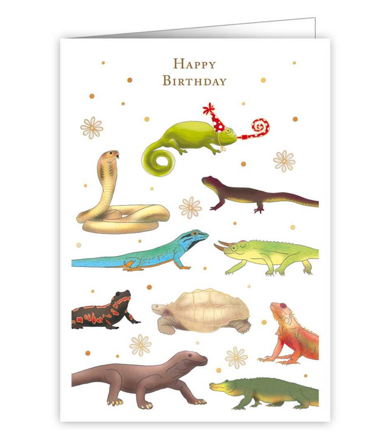 Reptile Themed Happy Birthday Card