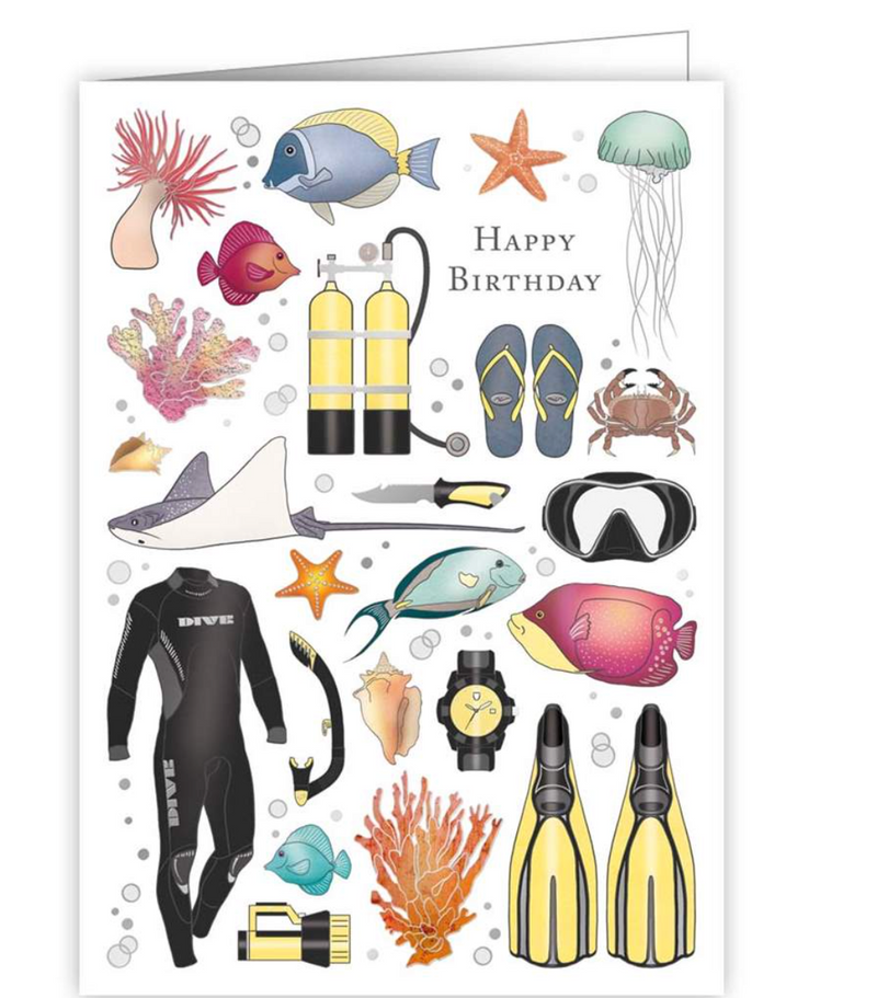 Scuba Themed Happy Birthday Card