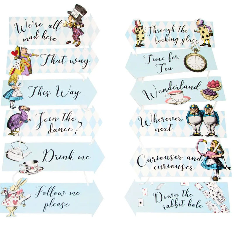Alice in Wonderland Party Sign Decorations - 12 Pack - Lemon And Lavender Toronto