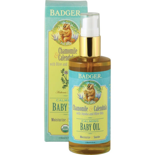 Badger Baby Oil 118ml - Glass Bottle - Lemon And Lavender Toronto