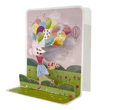 Balloon Lady Pop-up Small 3D Card - Lemon And Lavender Toronto