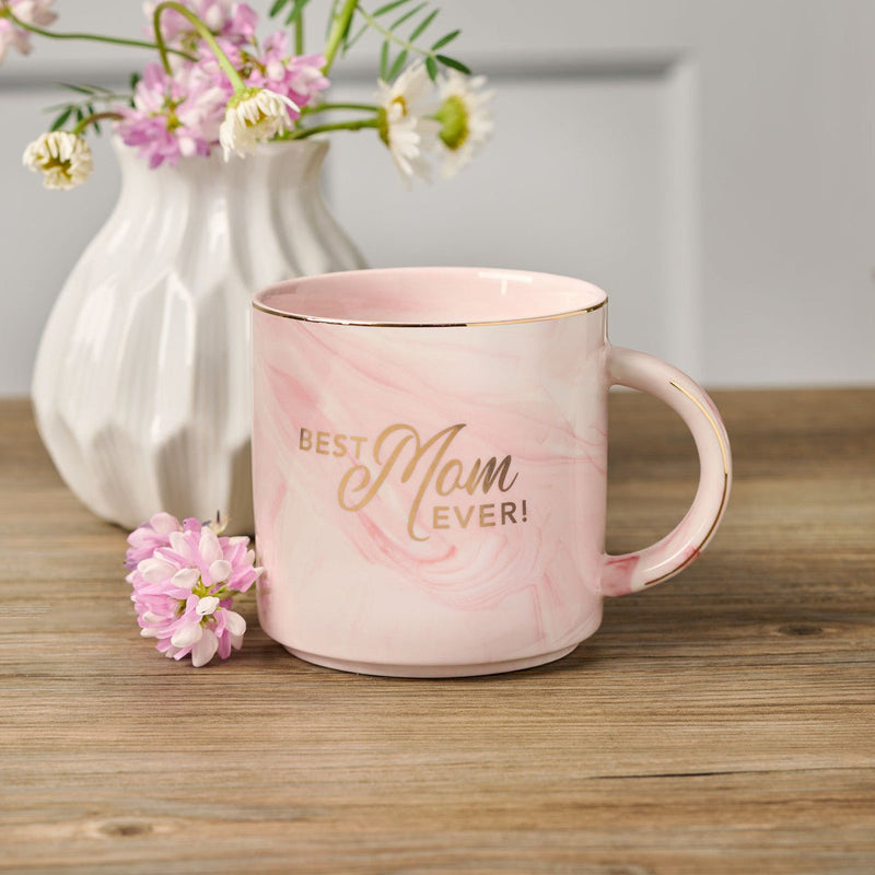 Best Mom Ever Pink Marbled Ceramic Coffee Mug - Lemon And Lavender Toronto