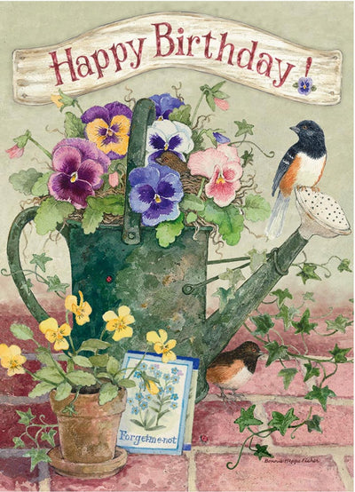 Birds and Pansies Birthday Card - Lemon And Lavender Toronto