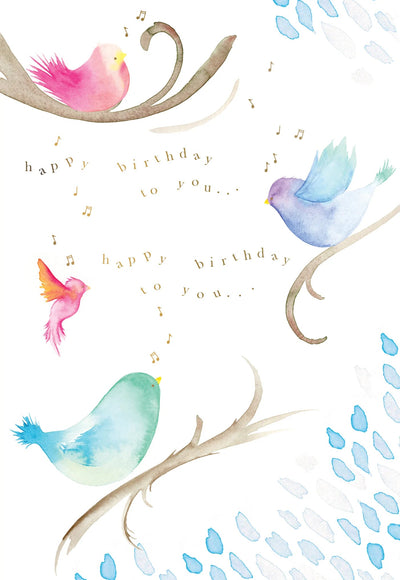 Birds Singing Birthday Card - Lemon And Lavender Toronto