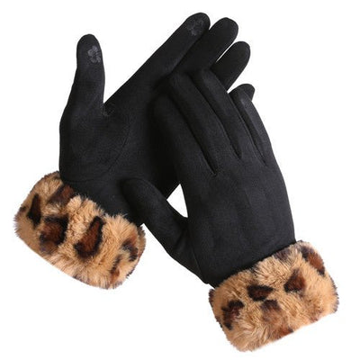 Black Gloves with Cheetah Trim - Lemon And Lavender Toronto
