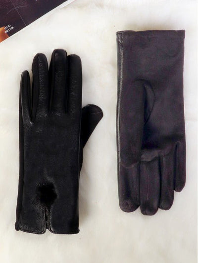 Black Touch Screen Gloves w/ Pom Pom - Lemon And Lavender Toronto