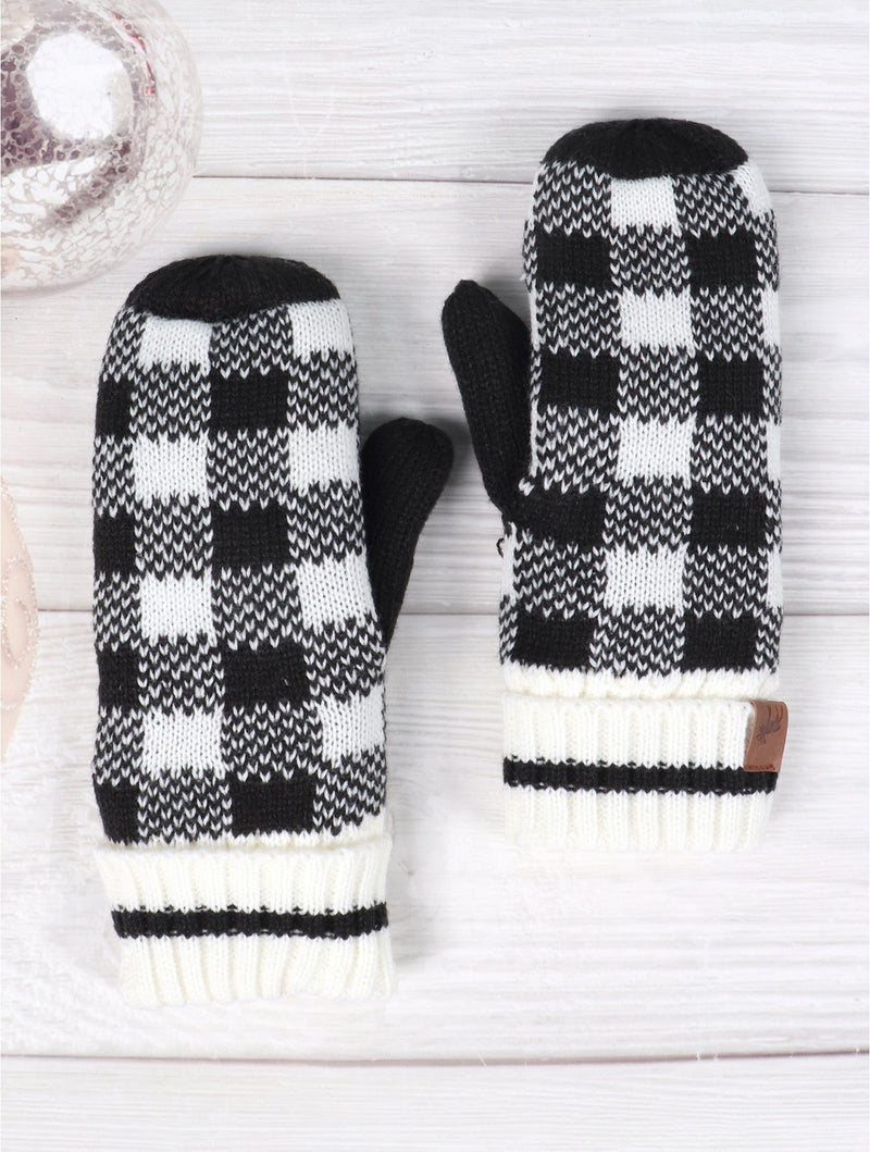 Black & White Checkered Mittens - Lemon And Lavender Toronto