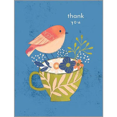 Blank Thank You Card - Bird on Cup - Lemon And Lavender Toronto