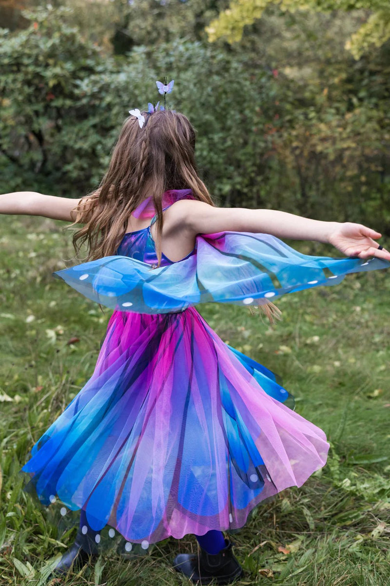 Blue Butterfly Twirl Dress with Wings & Headband - Lemon And Lavender Toronto