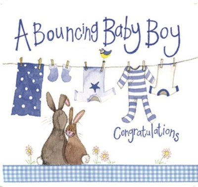Blue Washing Line New Baby Boy Card - Lemon And Lavender Toronto