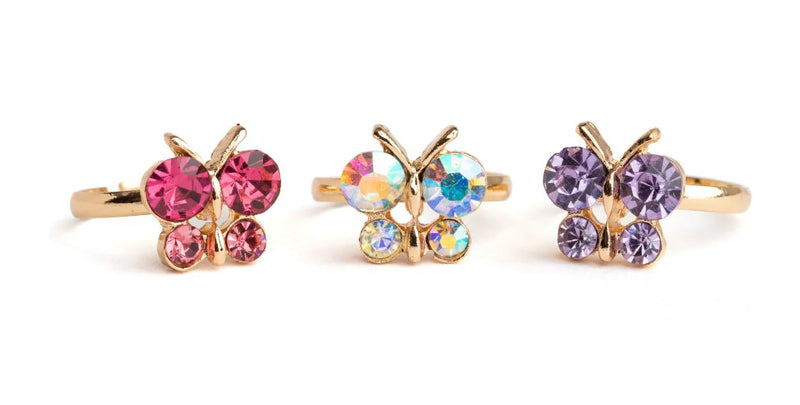 Boutique Butterfly Gem Rings, 3pcs - Lemon And Lavender Toronto