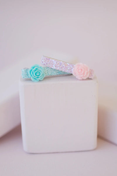 Boutique Glitter Rosette Hair Clips - Lemon And Lavender Toronto