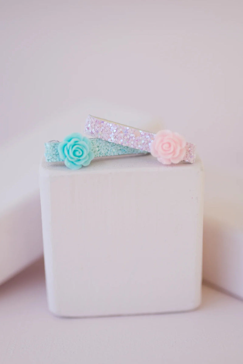 Boutique Glitter Rosette Hair Clips - Lemon And Lavender Toronto