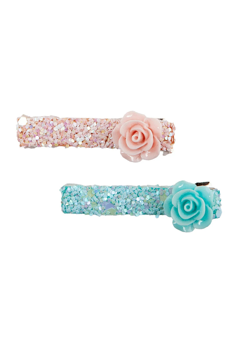 Boutique Glitter Rosette Hair Clips - Lemon And Lavender Toronto