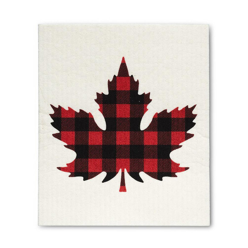 Buffalo Check Maple Leaf Dishcloths. Set of 2 - Lemon And Lavender Toronto