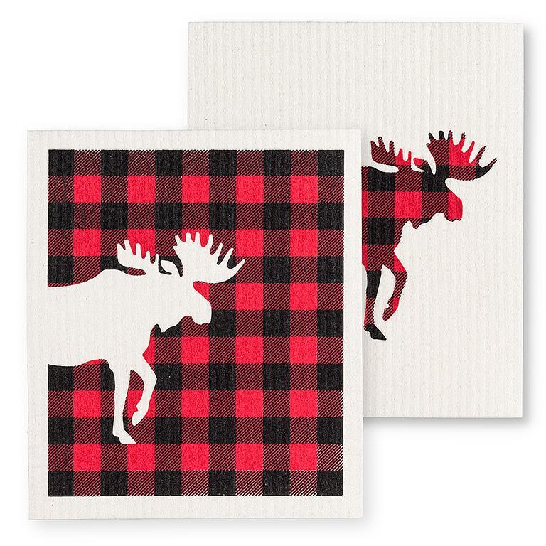 Buffalo Check Moose Dishcloths. Set of 2 - Lemon And Lavender Toronto