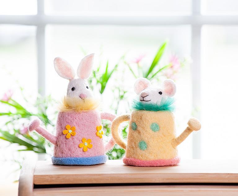 Bunny & Mouse in Watering Cans-Each Sold Individually - Lemon And Lavender Toronto