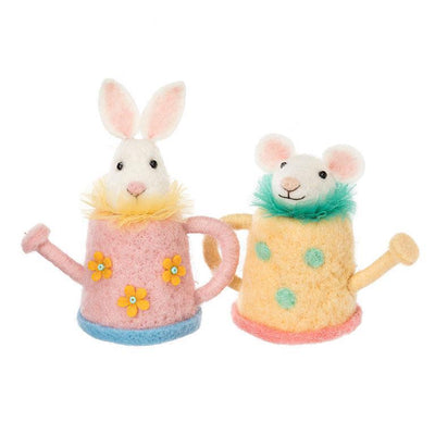 Bunny & Mouse in Watering Cans-Each Sold Individually - Lemon And Lavender Toronto