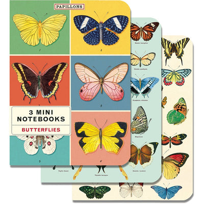 Butterflies Books Mini Notebooks - 3 Mini Notebooks Cavallini - Lemon And Lavender Toronto