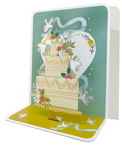 Cake Doves Pop-up Small 3D ﻿Wedding Card - Lemon And Lavender Toronto