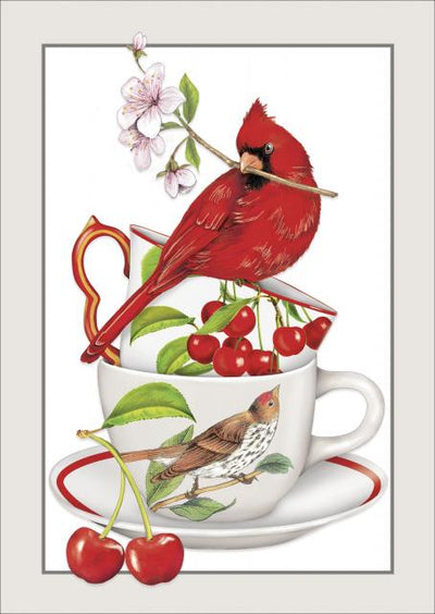Cardinal & Teacup Card - Lemon And Lavender Toronto