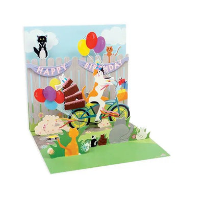 Cat And Cake Bike Ride POP UP Card - Lemon And Lavender Toronto