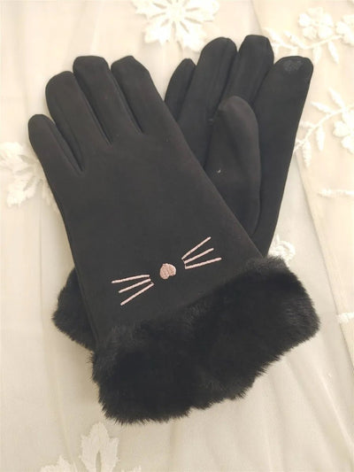 Cat Gloves with Faux Trim - Lemon And Lavender Toronto