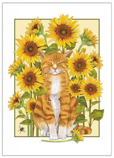 Cat & Sunflowers Card - Lemon And Lavender Toronto