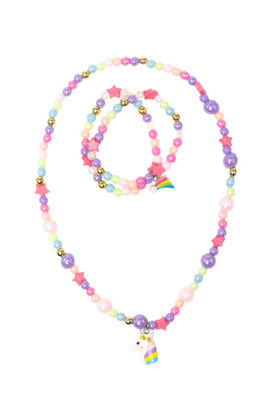 Cheerful Starry Unicorn Necklace & Bracelet 2 Pc Set - Lemon And Lavender Toronto