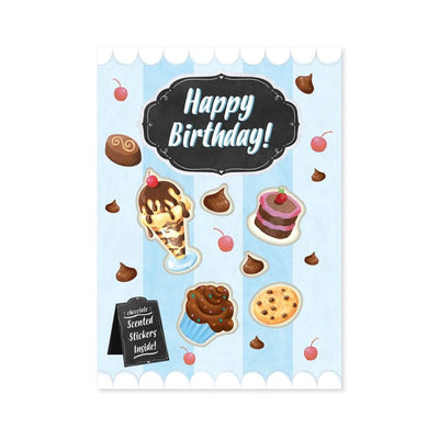 CHOCOLATE TREATS GLITTER CARD WITH SCRATCH AND SNIFF STICKER - Lemon And Lavender Toronto