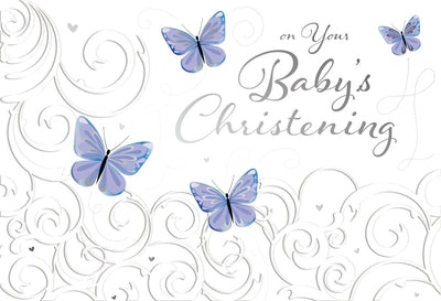 Christening Card Butterflies - Lemon And Lavender Toronto