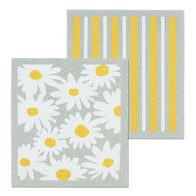 Daisies & Stripes Dishcloths. Set of 2 - Lemon And Lavender Toronto