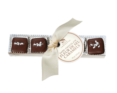 Dark Chocolate Fleur de Sel Caramels Box (5 pcs.) - Lemon And Lavender Toronto