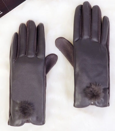 Dark Grey Touch Screen Gloves w/ Pom Pom - Lemon And Lavender Toronto