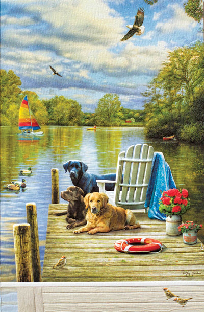 Dogs At The Lake Greeting Card - Lemon And Lavender Toronto