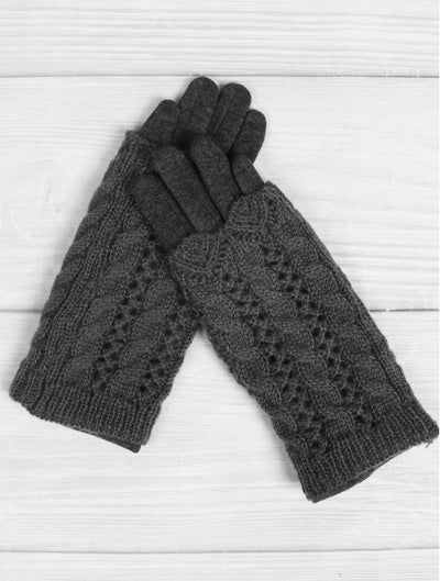 Double Layered Cable Knit Touch Screen Glove - Lemon And Lavender Toronto