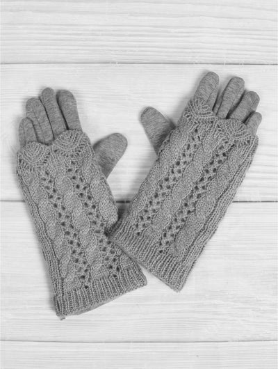 Double Layered Cable Knit Touch Screen Glove - Lemon And Lavender Toronto