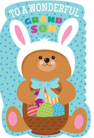 Easter Card Grandson Teddy Bear In Rabbit Ears - Lemon And Lavender Toronto